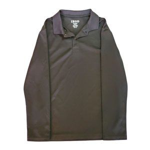 Boys IZOD Grey Long Sleeve Polo Shirt Size Medium (10/12)